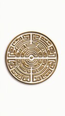 Obraz premium Vietnamese Dong Son Drum Inspired Geometric Pattern, intricate bronze texture, symmetrical design, cultural heritage, seamless vector art for museum merchandise, decorative style