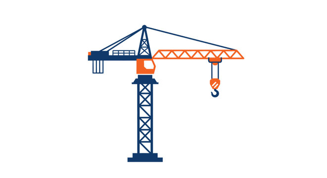 Flat Vector Illustration of a Construction Tower Crane