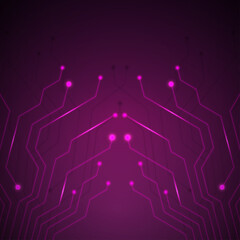 Obraz premium Futuristic Neon Circuit Technology Background, Glowing Cyber Circuit Board Technology Wallpaper, Abstract Pink Digital Network Tech Background, Modern AI Data Network Neon Tech Background