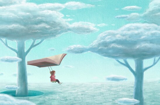 Dream of girl. imagination concept.