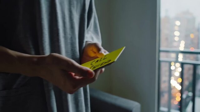 Jesus Christ helps someone overwhelmed by bad news shift from paralysis to a small hopeful action and calm breathing. Phone-dimming and sticky-note close-ups create modern mental wellness