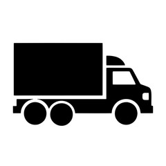 A Black Silhouette Icon Representing A Freight Truck Used For Logistics and Transportation of Goods, Symbolizing Delivery Services