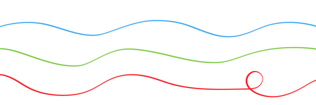 Line squiggle cable Wavy line with flowing curves Seamless pattern of continuous wavy lines Curved single line Single