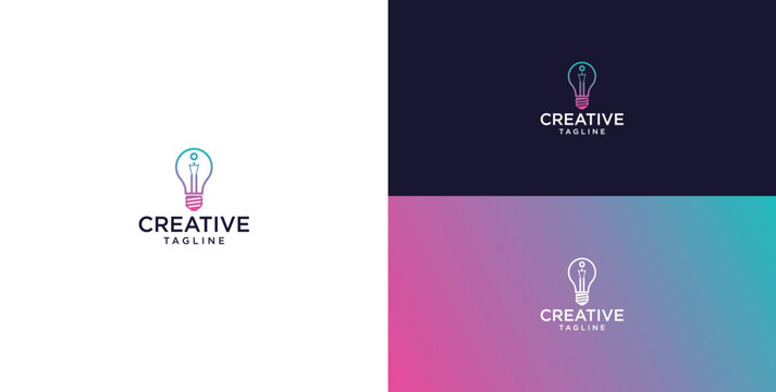 smart bulb logo icon. bulb logo technology. initial logo design I