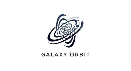 Fototapeta premium Black and white galaxy orbit logo.