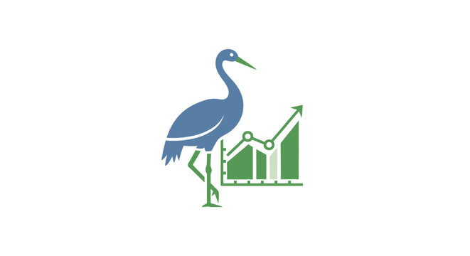 Blue Heron Bird Icon Symbol.