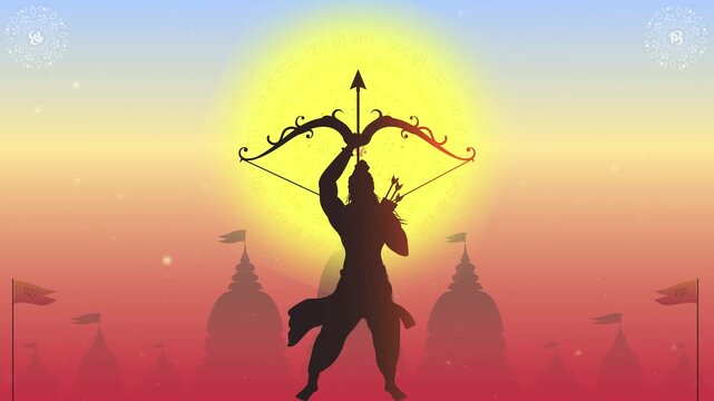 Lord Rama Silhouette with Bow Ram Navami Animation Video 
