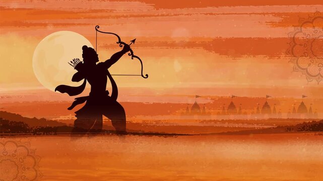 Ram Navami Lord Rama Archer at Sunset Animation Video 