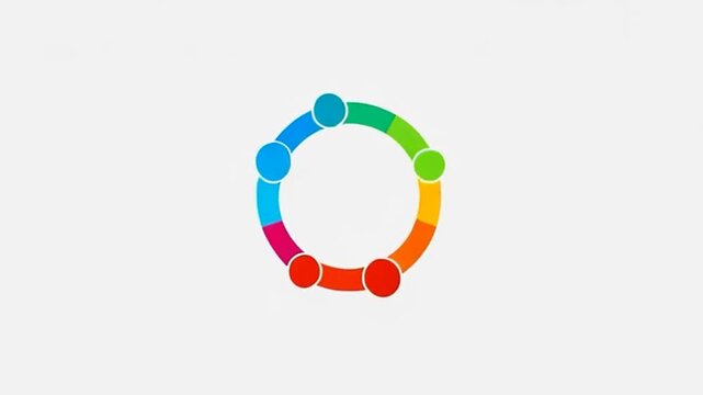 Colorful Circular Spectrum with Dots on White Background