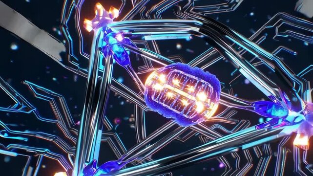 Quantum computer core glowing with holographic algorithms, representing futuristic advanced computing.