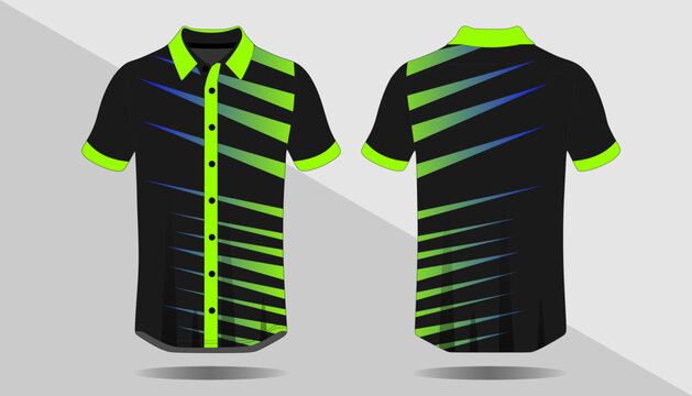 Black and green striped polo shirt 1.