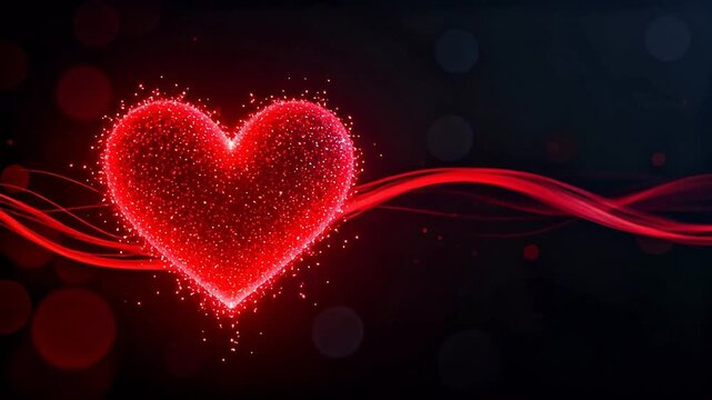 Red glowing heart with sparkles