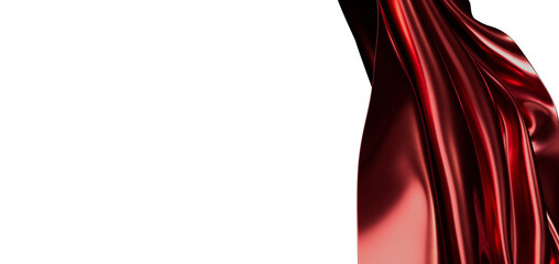 Abstract and elegant image of red satin fabric flowing, shiny and glossy. Perfect for design, art,