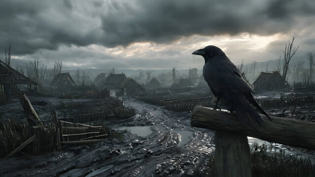 raven on a fence