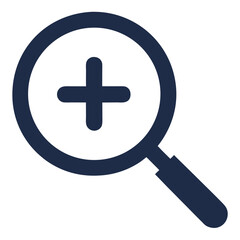 Obraz premium Minimal pictogram icon of a magnifier with plus zoom vector illustration, flat design
