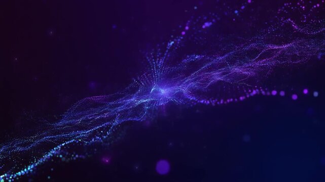 Seamless looping sapphire particles cascading ribbon style cinematic dark gradient background luminous ambient visuals refined motion