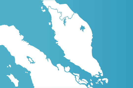 Strait of Malacca Map - Selat Melaka, Strategic Waterway Between Malaysia and Indonesia Vector Outline