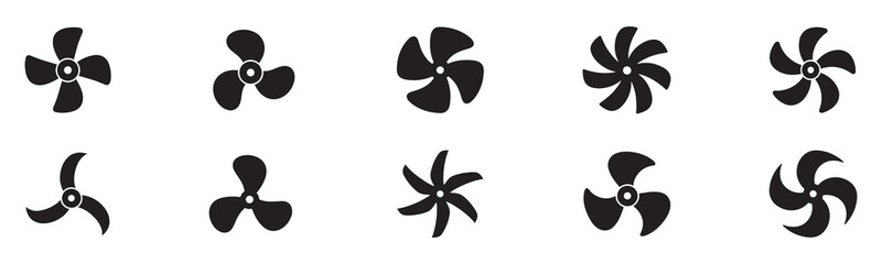 Propeller icon set. Fan speed icon vector set. Propeller speed symbol illustration. Flat design fan propellers vector isolated on white background. © Jeremy_Show