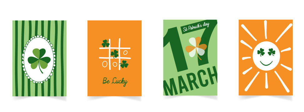 Bonne f&ecirc;te de la Saint-Patrick ! Mod&egrave;le de cartes avec des illustrations vectorielles moderne pour publicit&eacute;s, banni&egrave;res web, affiches et impressions.