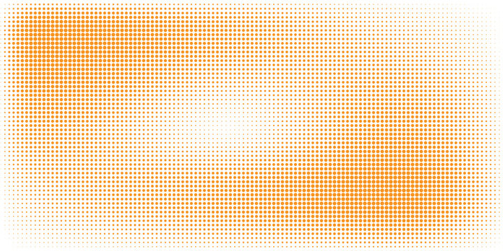 Abstract orange halftone dots background with dynamic circular gradient pattern for pop art and comic design. vector illustration