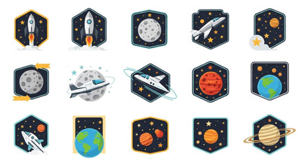 Collection of Space Themed Icons and Symbols. © muh_muh