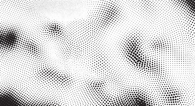 Abstract halftone dot pattern background, distressed texture with black and white dots, vintage retro design element, graphic element, digital art, screen print