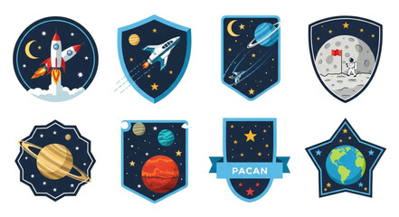 Collection of Space Themed Patches and Emblems. © muh_muh