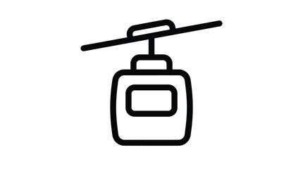Fototapeta premium Black outline vector icon of a ski lift gondola cabin. Simple, clean, functional. Ideal for winter sports apps, travel websites, infographics, or destination signage.