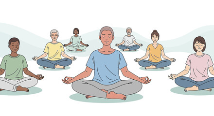 Diverse Group Meditating Together Outdoors