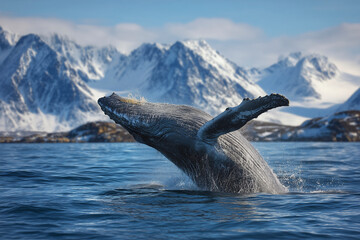 Naklejka premium Whale Breaching Greenland