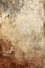 Old textured wall with peeling paint and stains showing weathered surface and rough details in brown and beige tones for background or design concept.