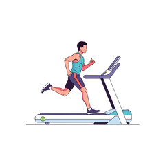 Fototapeta premium Concept illustration of a man running on a treadmill, embodying an active and healthy lifestyle. Ideal for fitness, exercise, and wellness content promoting physical activity
