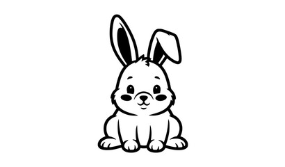 Fototapeta premium Cute black and white bunny rabbit cartoon vector illustration isolated animal character