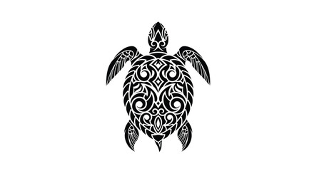 Intricate black turtle design with detailed patterns a striking silhouette © MDEmon