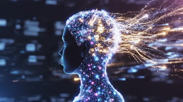 Futuristic human brain neural network visualization representing artificial intelligence innovation and digital transformation in biotechnology and healthcare communication