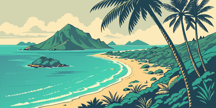 USA, US, U.S, United States - Lanikai Beach crystal turquoise water sunrise panorama tropical paradise scenery
