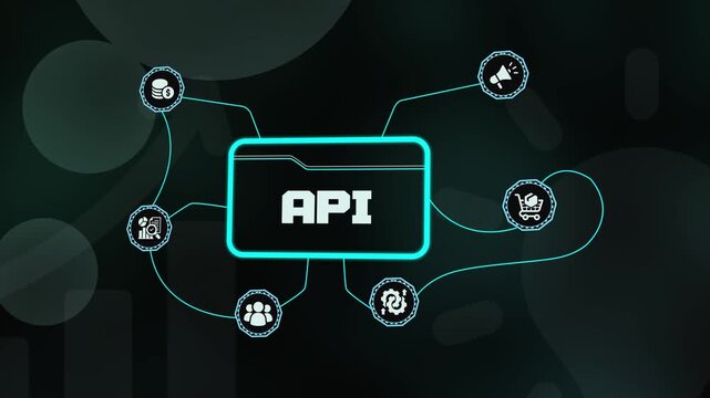 API Application Programming Interface tech icon for software integration and digital system connectivity in professional web development