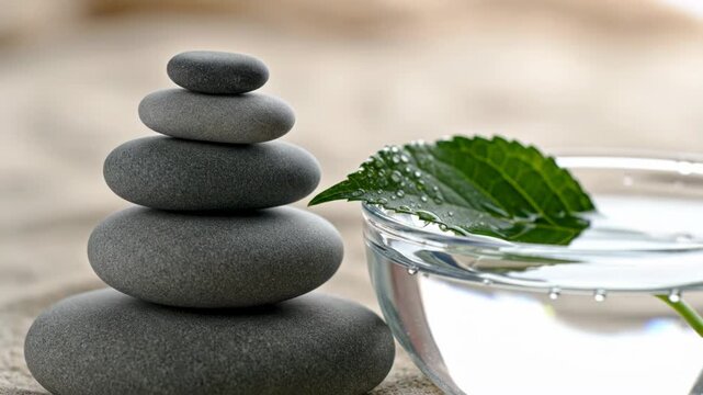 Serene Zen Stones and Water Bowl.