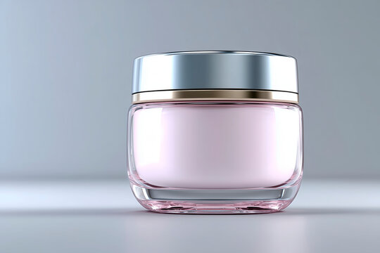 Envase de crema facial de lujo con dise&ntilde;o minimalista para cuidado de la piel, mockup de bote de cosm&eacute;tica hidratante premium con iluminaci&oacute;n suave, maqueta de envase cosm&eacute;tico profesional