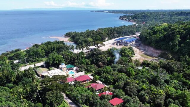 Aerial View of Scenic Tropical Coastline and Coastal Road &ndash; Philippines