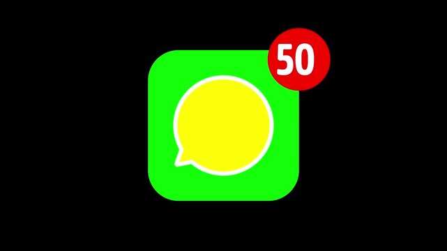 Mobile chat app icon displays rising notifications for missed messages on alpha channel.