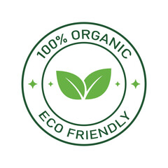 Green eco friendly logo with leaves for organic products and sustainable living