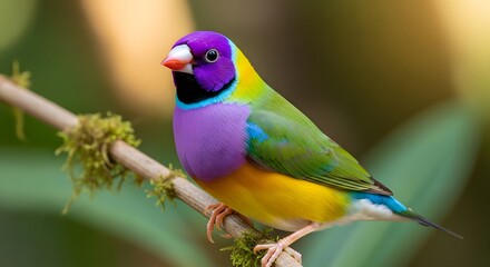 Fototapeta premium A colorful small bird perched on a branch