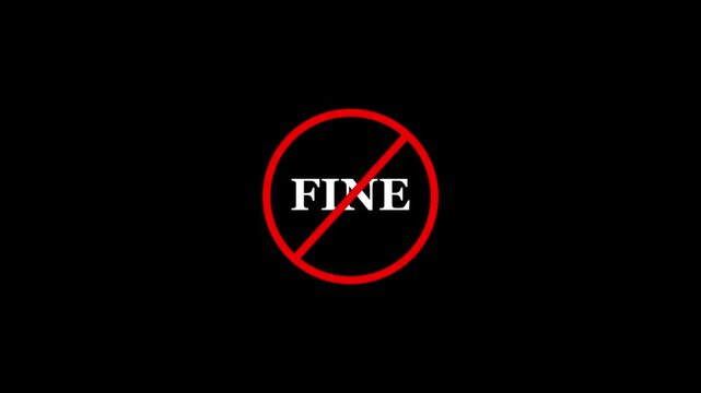 Fine prohibition sign animation, green background. Caution warning symbol, alert, error sign, security protection 4K 4k video animation