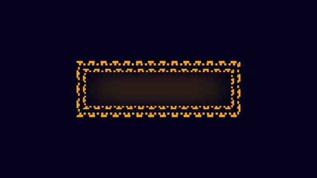 Yellow neon dotted rectangle border on dark background, Vibrant UI element for digital and game interfaces, Ideal for selection and placeholder frames.