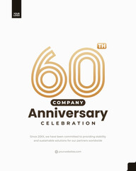 60th company anniversary gold outline logo poster template