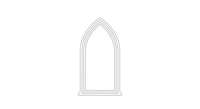 Gothic Arch Window Outline Vector Illustration