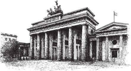 Brandenburg Gate, Germany illustration on a white background. This vector illustration can be used in any size you like for advertising, logos, and other work.  © PanzaDesign
