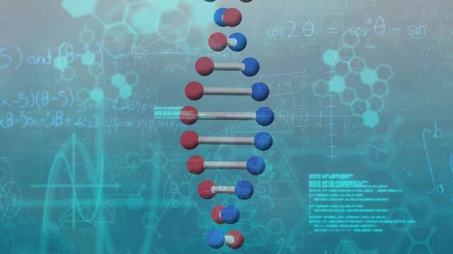 Animation of scientific data processing and dna strand spinning