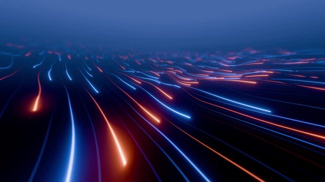 High tech abstract curve background. High Speed Light Streaks.  4K loop animation